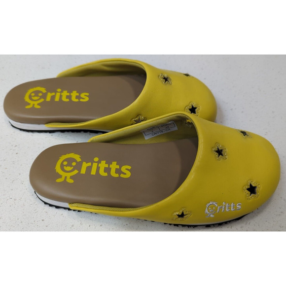 Critts Women's 3 Yellow Star covered flip flop thong sandal nonslip Vibram sole - Picture 2 of 7